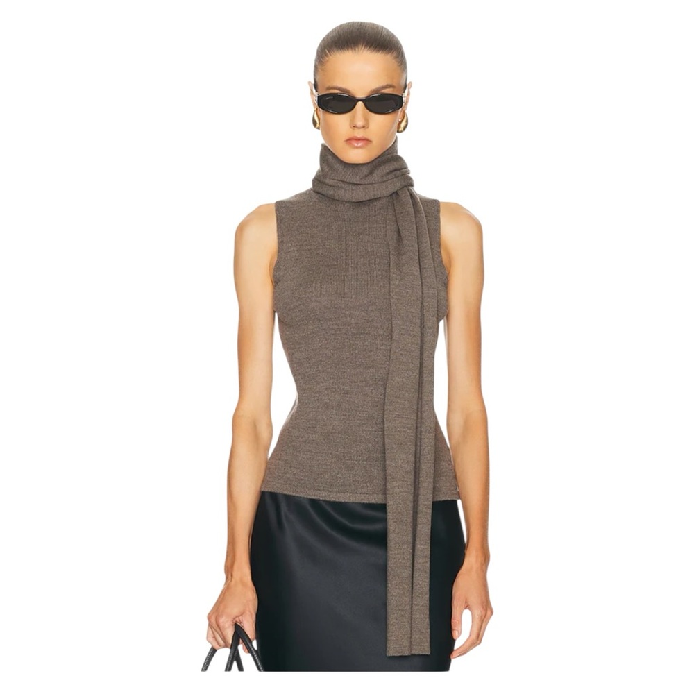 Rick Owens Phlegethon 21 Sleeveless Ribbed Knit Cowl Neck Dress Dust IT 34 US 0